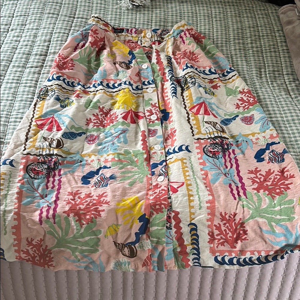 Zara Pink and Yellow Bubble Midi Skirt